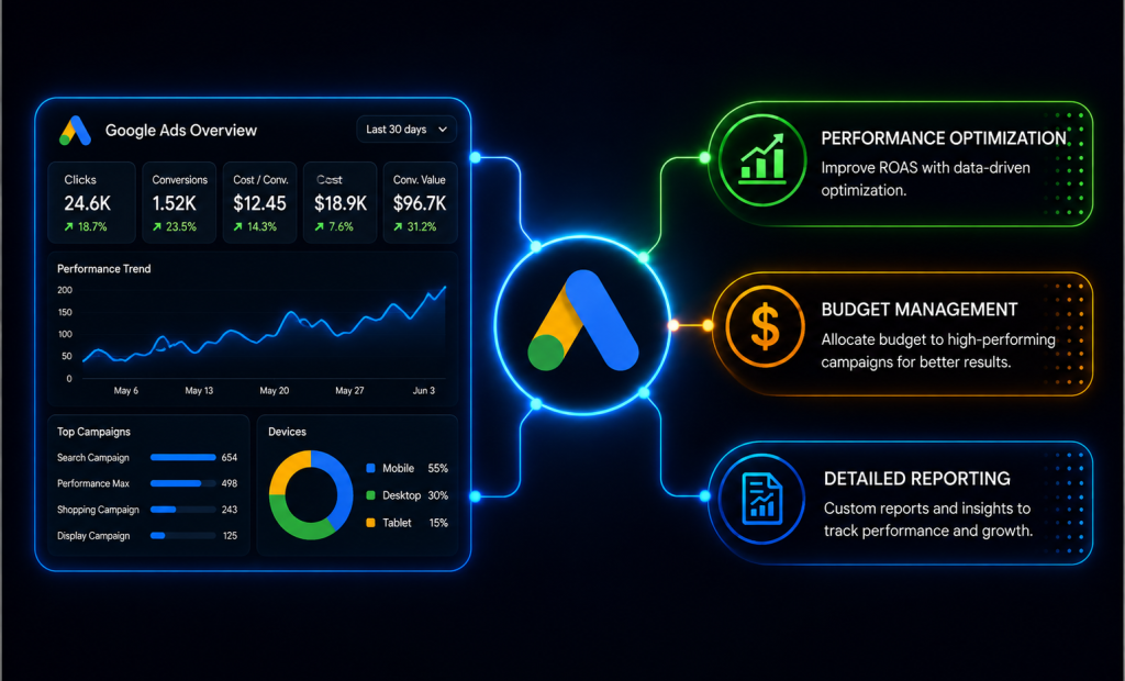 Google Ads and GA4 tracking illustration