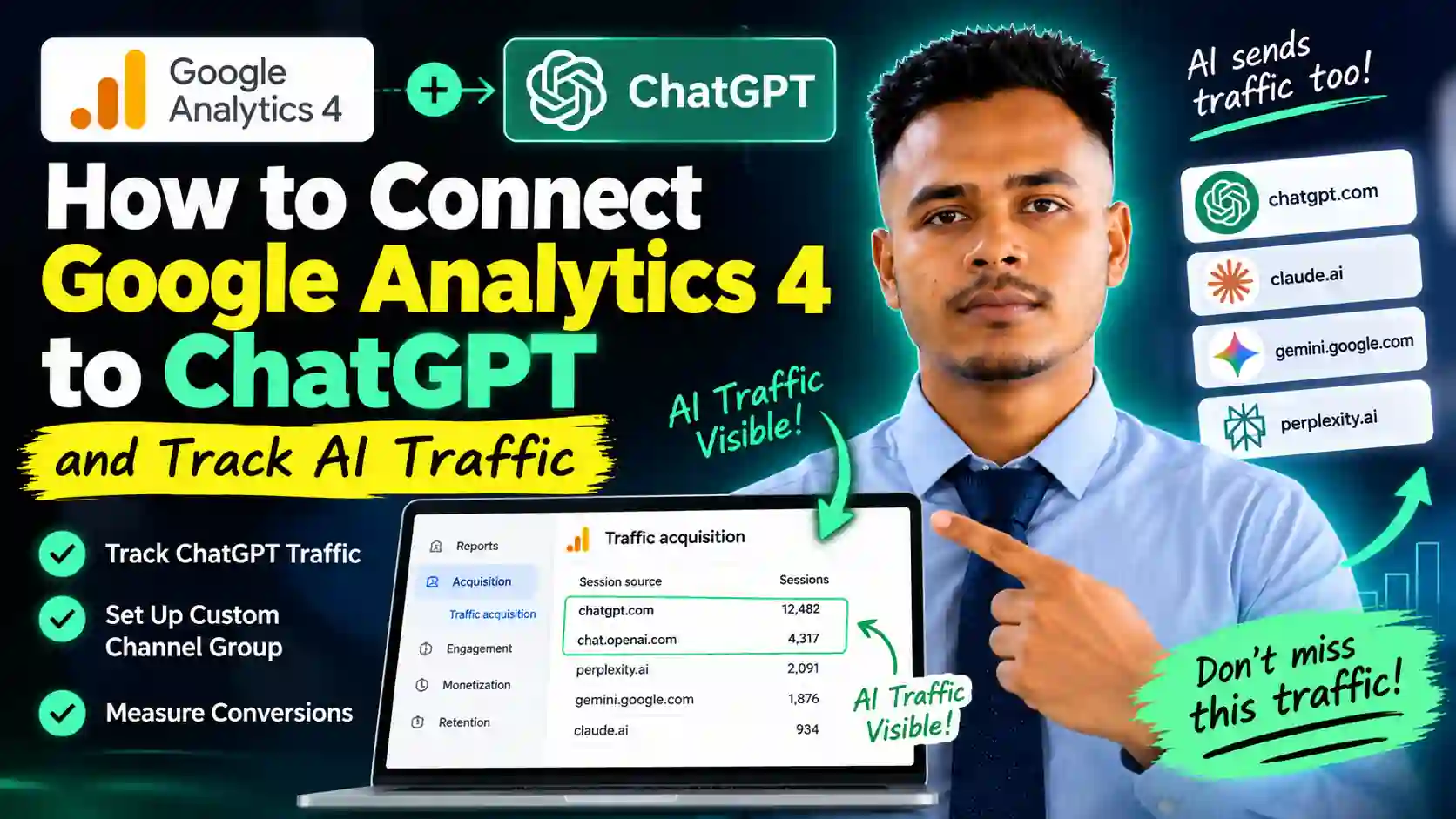 How to connect Google Analytics 4 to ChatGPT and track AI traffic from ChatGPT, Claude, Gemini, and Perplexity